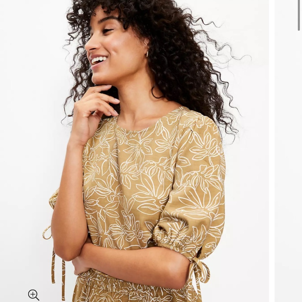 LOFT Beach Leafed Tie Back Romper - Picture 2 of 10
